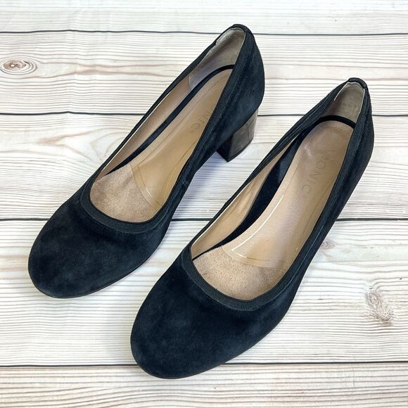 Vionic Natalie Pump Womens 8.5 Black Suede Tortoise Block Heel Casual Dress Shoe - Picture 2 of 16